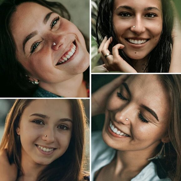 Flat Back Earrings Study Hypoallergenic Surgical Steel Multiple Piercing Use - Picture 5 of 6